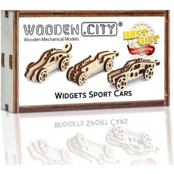 Wooden City 3D puzzle mini sada Widgets: Sportovní auta 42 ks