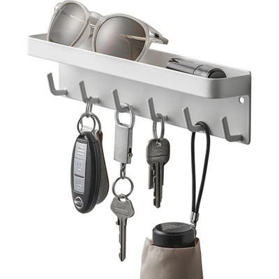 !!!Yamazaki Bílý nástěnný věšák na klíče Smart s policí 6 x 24,5 cm