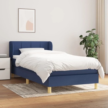 vidaXL Боксспринг легло с матрак, синя, 90x200 см, плат (3126779)