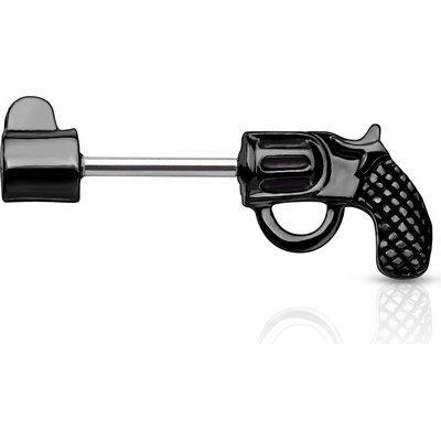 Šperky4U Černý piercing do ucha náušnice revolver FP1019-K