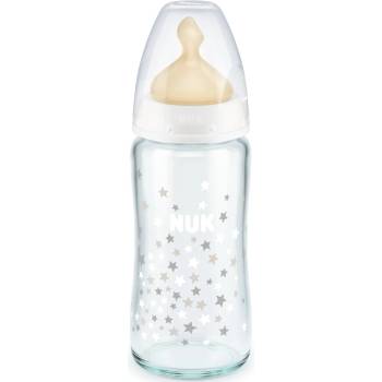 Nuk Стъклено шише с каучуков биберон Nuk - First Choice, TC, 240 ml, бяло (10745122)