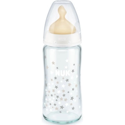 Nuk Стъклено шише с каучуков биберон Nuk - First Choice, TC, 240 ml, бяло (10745122)