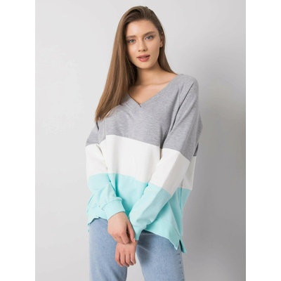 Dámska Oversize pásikavá mikina šedá + mätová