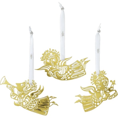 Bjørn Wiinblad Коледен орнамент MUSIC ANGEL SILHOUETTE S 6 cм, комплект 3 бр. , златист, неръждаема стомана, Bjørn Wiinblad (BJORW57047)