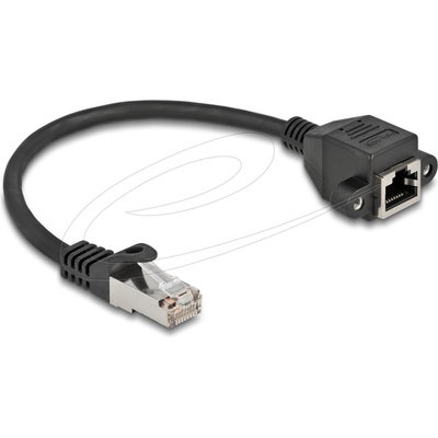 Delock Мрежов кабел удължителен S/FTP RJ45 мъжко към RJ45 женско, Cat. 6A, 25 cm, черен (DELOCK-86998)