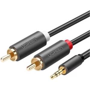 UGREEN Кабел 3, 5 мм жак - 2 rca, m/m/m, 1 м, сив 10749 (10749)