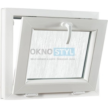 Oknostyl Sklopné plastové okno PREMIUM- sklo kůra 600 x 550 mm barva Bílá