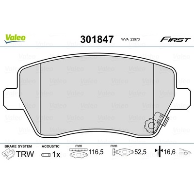 VALEO Sada brzdových platničiek kotúčovej brzdy 301847
