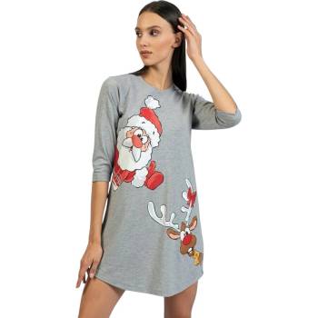 Светлосива коледна нощница с апликация