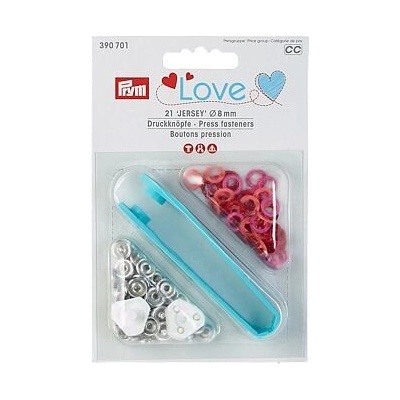 Knoflík stiskací JERSEY 8 mm PRYM LOVE - růžové, oranžové, červené