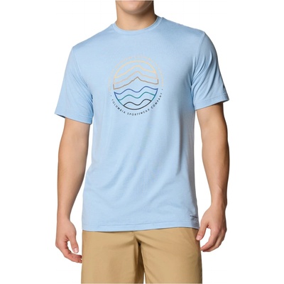 Columbia Мъжка спортна тениска Columbia Kwick Hike Graphic S/S Tee T-shirt - Ripple Blue Heather / Peaked Lifestyle (216-3442-0611)