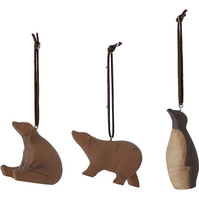 Bloomingville Ozdoby Berg Winter Animals set 3 ks