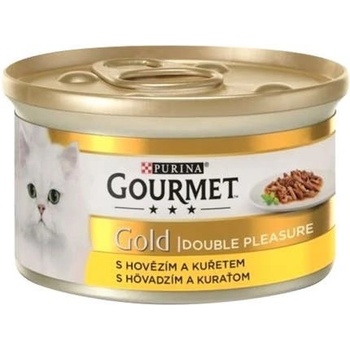 Gourmet Gold Double Pleasure s hovězím & kuřetem 85 g