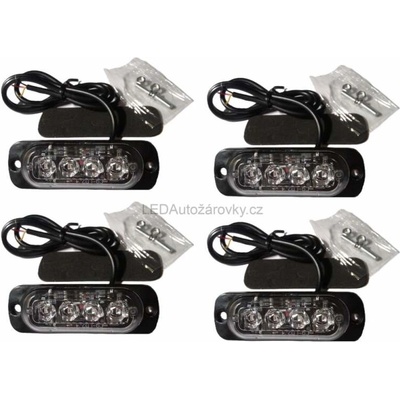 LED stroboskop maják 4 ks - 4 LED 12V 24V 2W oranžový (1 sada = 4 ks)
