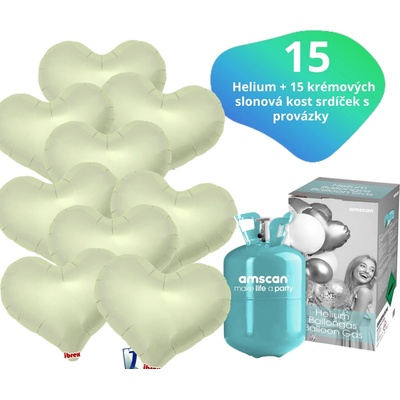 Balonky.cz Helium set helium a balónky IBREX srdce krémové