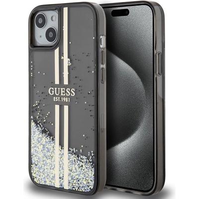 Guess PC/TPU Liquid Glitter Gold Stripe Apple iPhone 15 Plus GUHCP15MLFCSEGK Black