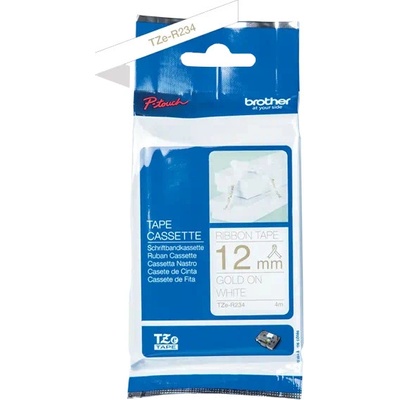 Páska Brother TZe-R234 s textilnou páskou, zlatá na bielej – šírka 12 mm