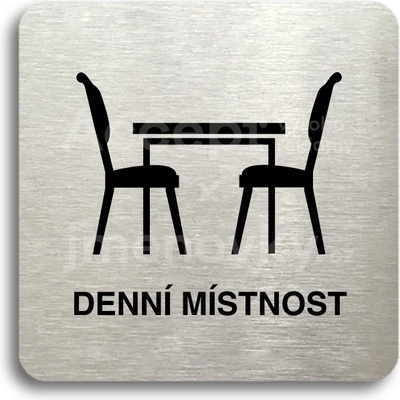 ACCEPT Piktogram denní místnost - stříbrná tabulka - černý tisk bez rámečku