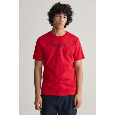 Gant Logo Script Printed SS T-Shirt červené