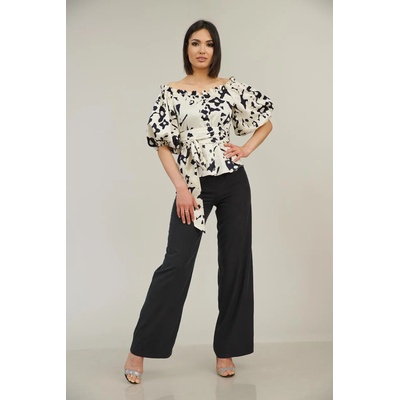 Radek's collection Дамски черен панталон със широк крачол 61808-900