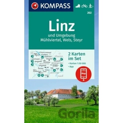Linz a okolí, Mühlviertel, Wels, Steyr 1:50 000 / sada 2 turistických map KOMPASS 202