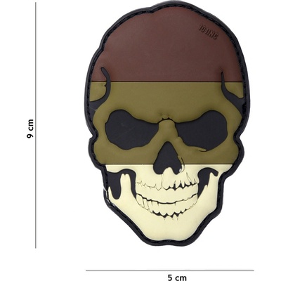 Gumová nášivka 101 Inc Skullhead vlajka Nemecko - hnedá