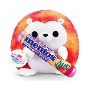 ZURU Snackles, Series 2, Hedgehog (Mentos, Fruit), a cuddly-soft, soothing plush toy measuring 35 cm, featuring licensed snacks (Hedgehog). - 77573J