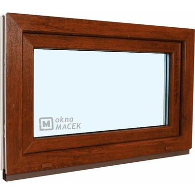 KÖMMERLING Plastové okno - 70 AD, 900x600 mm, S, ořech čiré, ořech/ořech