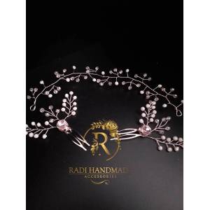 Radi handmade Увивен аксесоар с бели и розови кристали (489)