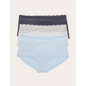Marks & Spencer Шорти с висок пояс и висок дял памук, 3 бр. Marks & Spencer сива Marks & Spencer | Siv | ЖЕНИ | 8