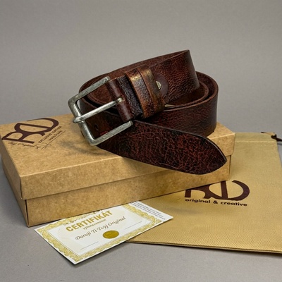 Bordo hnědý luxusní kožený pásek s vlastním MONOGRAMEM