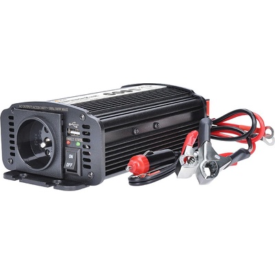 Solight invertor 12V USB 500mA čierny max. zaťaženie 300W
