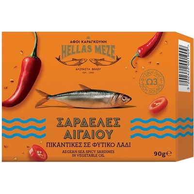 Hellas Meze sardinky v rostlinném oleji 90 g - pikantní