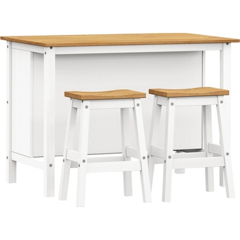 Idea Kuchyňský ostrůvek + 2 barové stoličky CORONA 2 bílý vosk/vosk