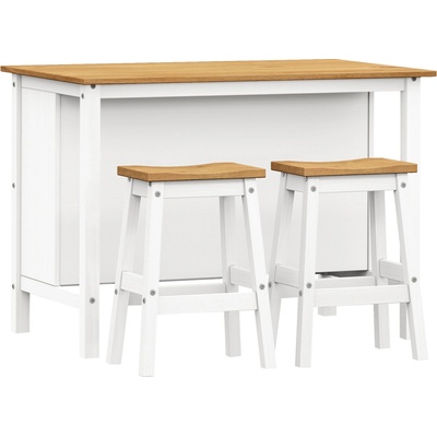 Idea Kuchyňský ostrůvek + 2 barové stoličky CORONA 2 bílý vosk/vosk – Zboží Dáma