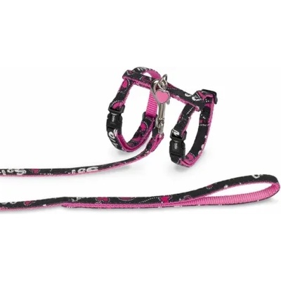 NOBBY Нагръдник с повод за котка с медальон love черен 77914