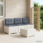 vidaXL Пейка за градина с Cushions във вид на ратан 3-местен ПП Бяло (8011987)