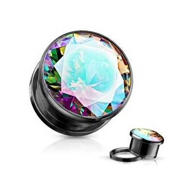 Šperky4U ocelový plug s duhovým kamenem PL01261-03