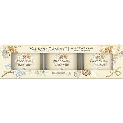 YANKEE CANDLE Soft Wool & Amber 3× 37 g
