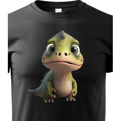 Dětské triko Dinosaurus zelený černá