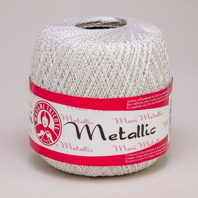 Pletací / háčkovací příze Madame Tricote paris MAXI METALLIC 1003 bílá, stříbrný lurex, 100g/565m