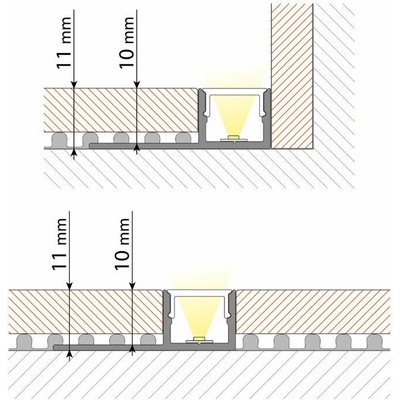 ML-761.370.43.1 Hliníkový profil pro obklady a dlažbu černý DP 33x11mm včetně černého difuzoru 1m