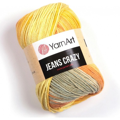 Pletací / háčkovací příze YarnArt JEANS CRAZY 8210 hořčicovo-oranžovo-šedá, melírovaná, 50g/160m