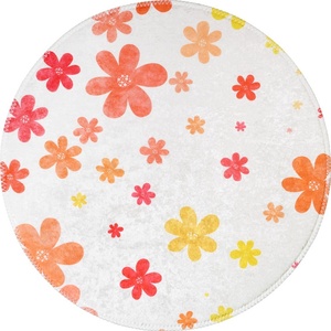 Vitaus Детски килим подходящ за пране в оранжево цвят слонова кост ø120 cm Fall Flowers - Vitaus (KRN-6204-Circle-120x120)