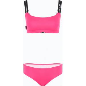 Giorgio Armani Дамски бански костюм от две части EA7 Emporio Armani Logo Tape Bikini Top neon pink