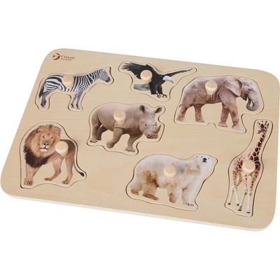 Classic World Дървен пъзел с дръжки Classic World - Сафари (3744)