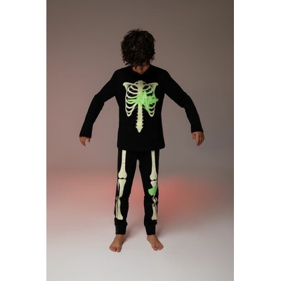 COCCODRILLO Dětské pyžamo černá bavlněná s halloweenským potiskem svítícím ve tmě