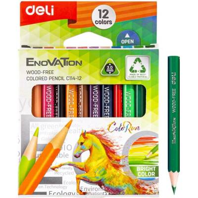 Deli Group Co Ltd bezdřevé trojhranné pastelky 12 barev mini Enovation EC114 12 661540