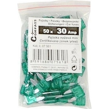 Compass Pojistky nožové MINI 30 Amp 50ks polybag