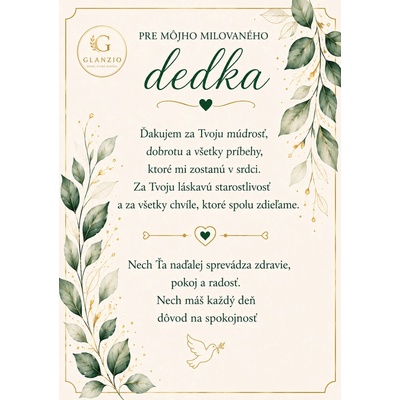 Glanzio kartička s venovaním – Pre môjho dedka 28287